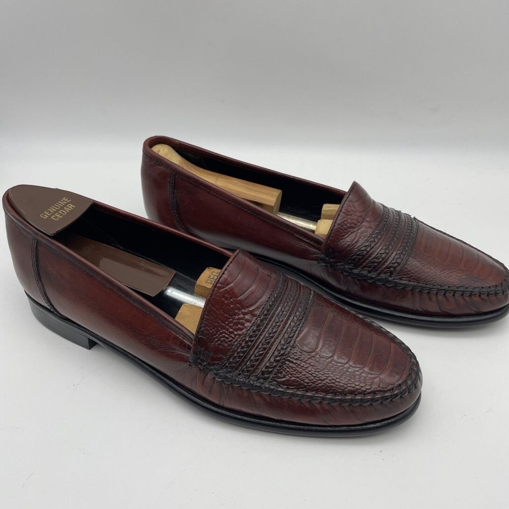 NWOB STUART McGUIRE Burgundy Croc Print  Braided‎ Loafers Sz 9.5 New Without Box